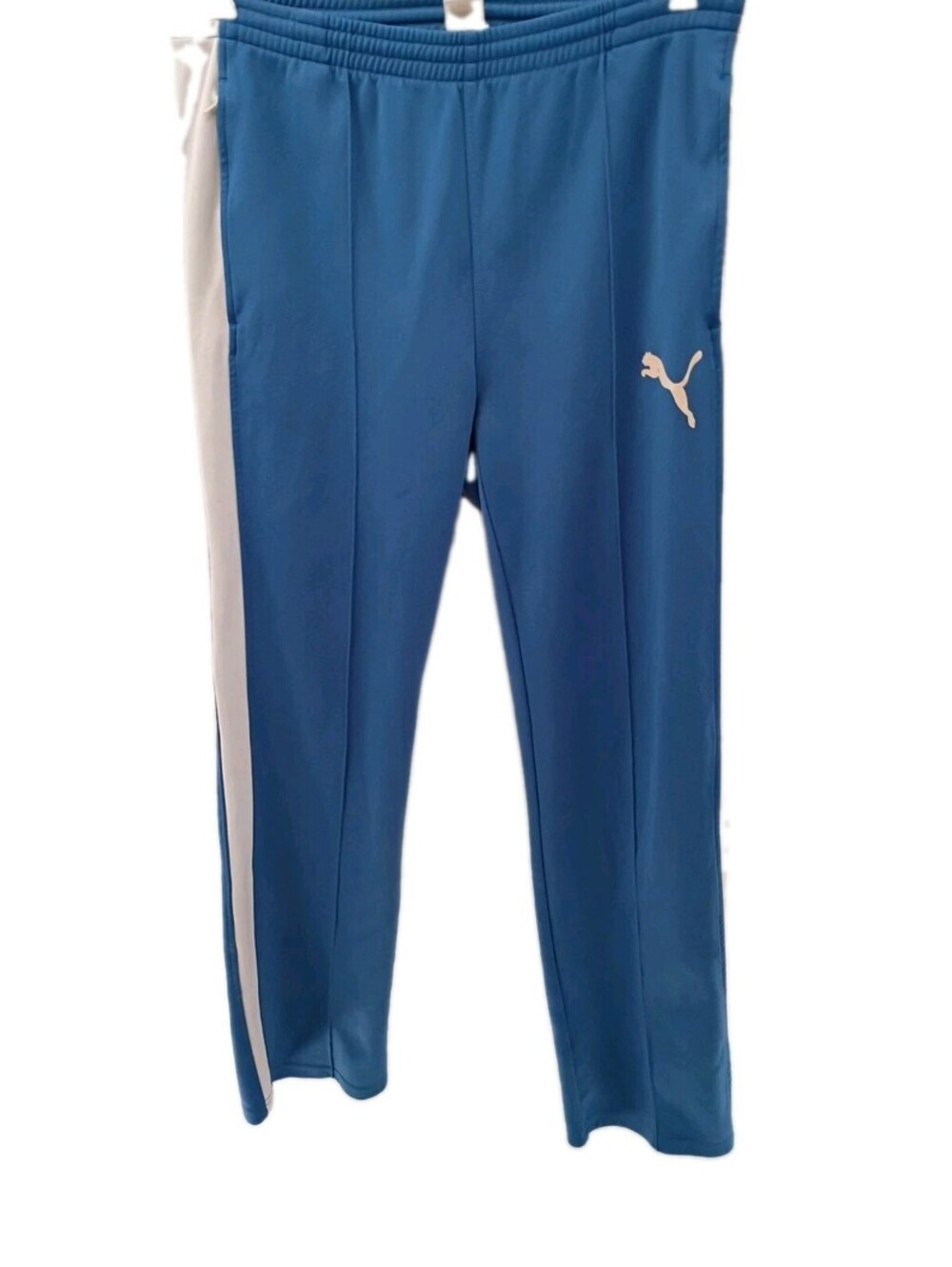 Puma Sweatpants Men's XL Blue & White Athletic Straight Leg Joggers Warm Ups